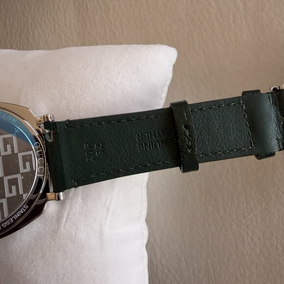 NEW Gucci Stainless Steel 35mm Strap Fashion Watch Green Leather Grip main image 8